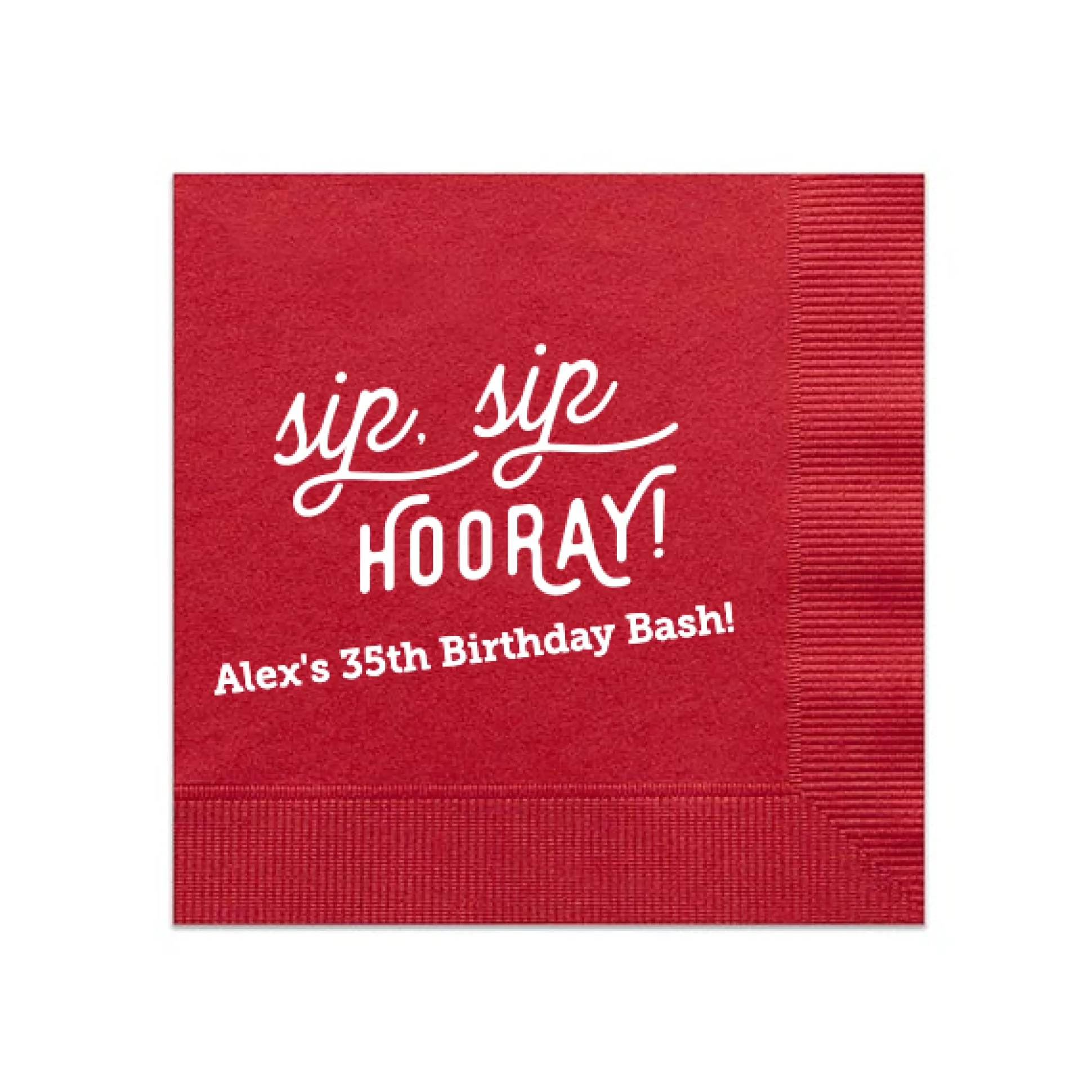 Retro Sip Sip Custom Cocktail Napkin, White Foil