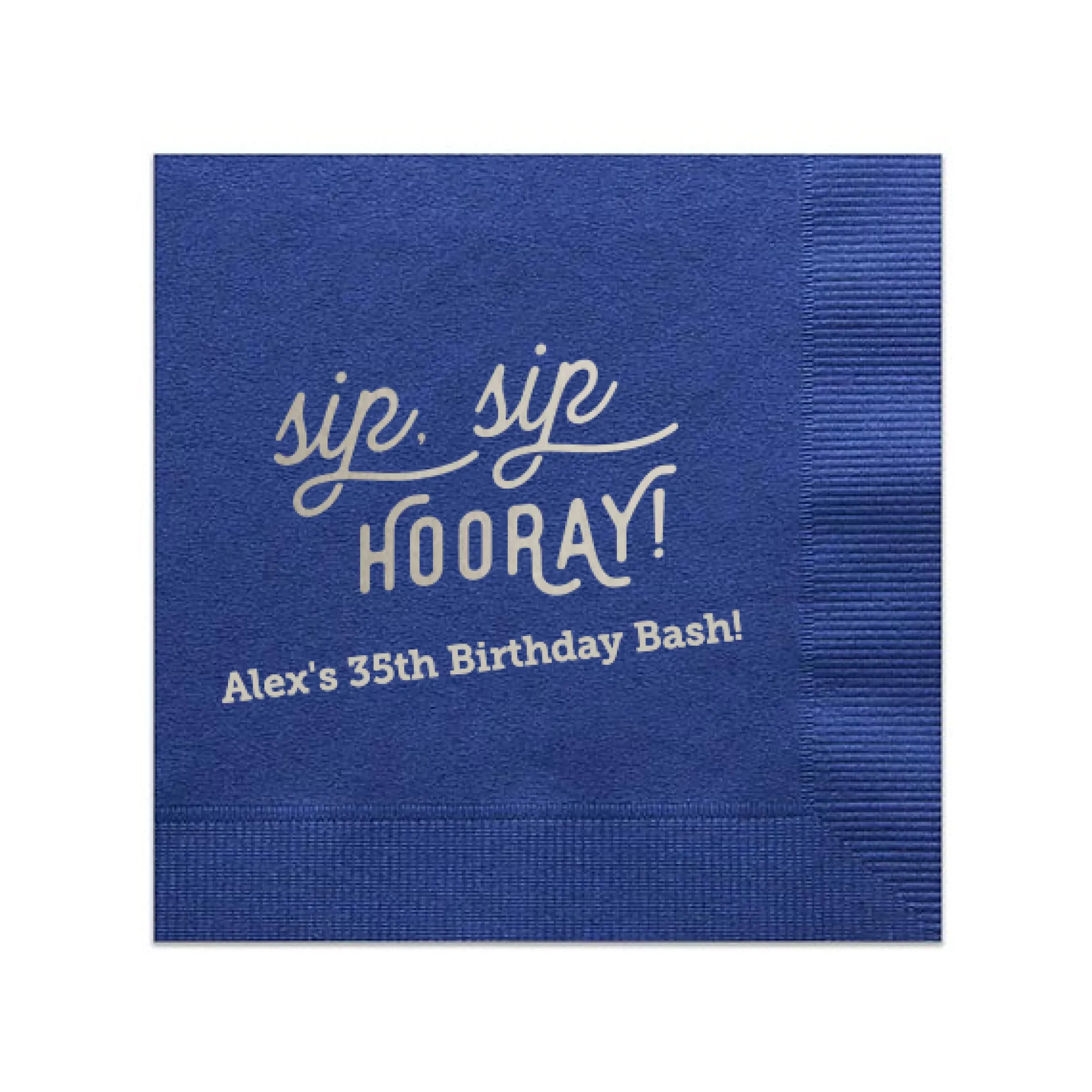 Retro Sip Sip Custom Cocktail Napkin, Silver Foil