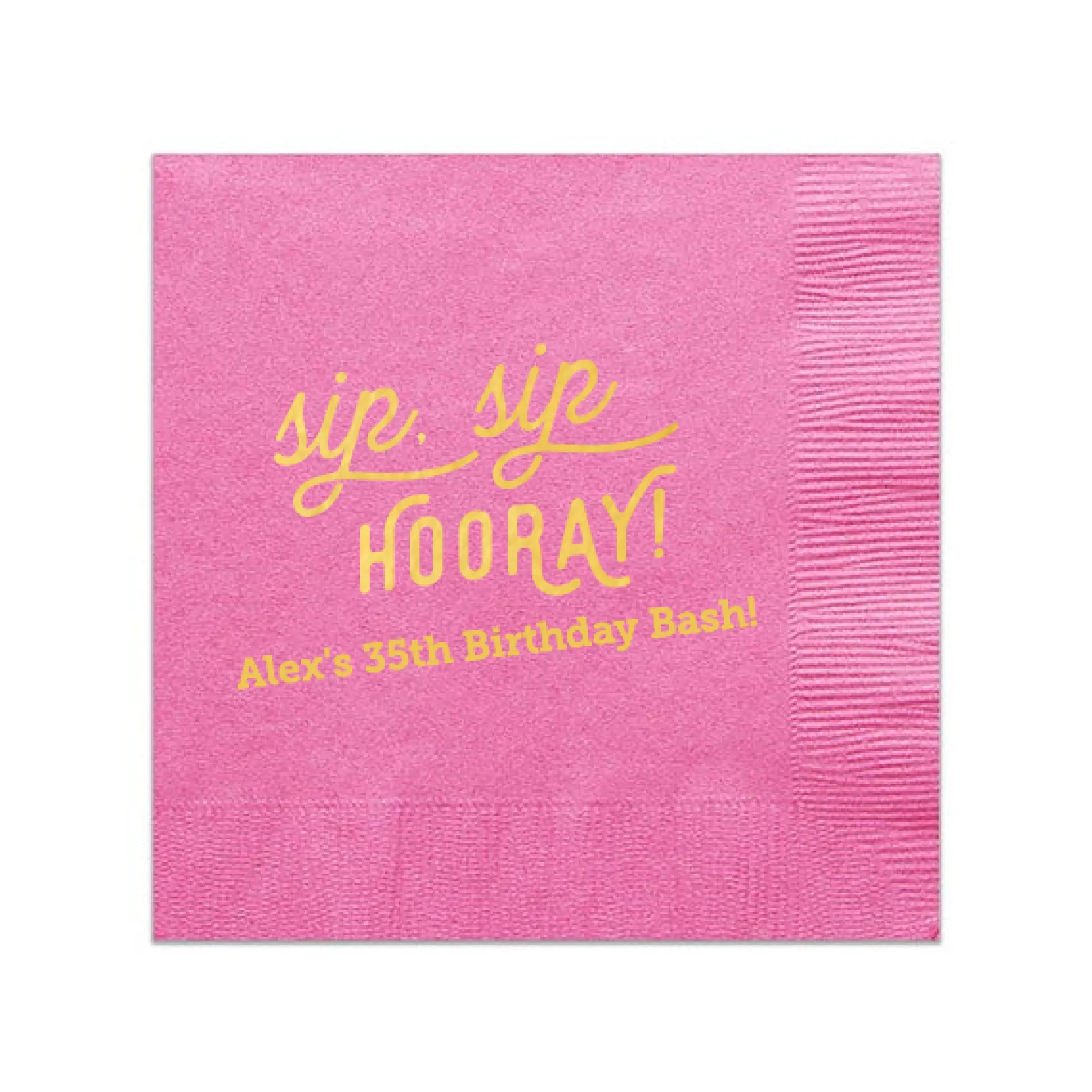 Retro Sip Sip Custom Cocktail Napkin, Gold Foil