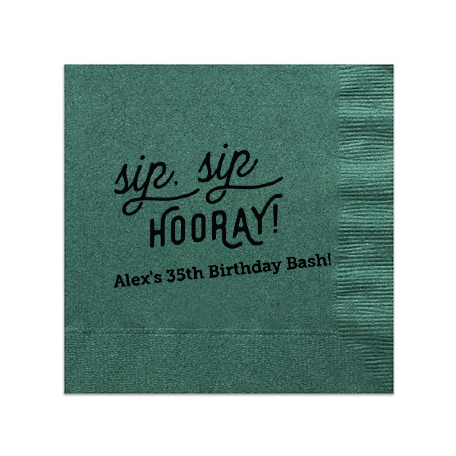 Retro Sip Sip Custom Cocktail Napkin, Black Foil