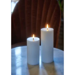 Ribbed Pillar Candles, Set of 3