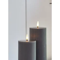 Ribbed Pillar Candles, Set of 3
