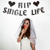 Rip Single Life Banner - Black Glitter Banner