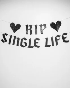 Rip Single Life Banner - Black Glitter Banner