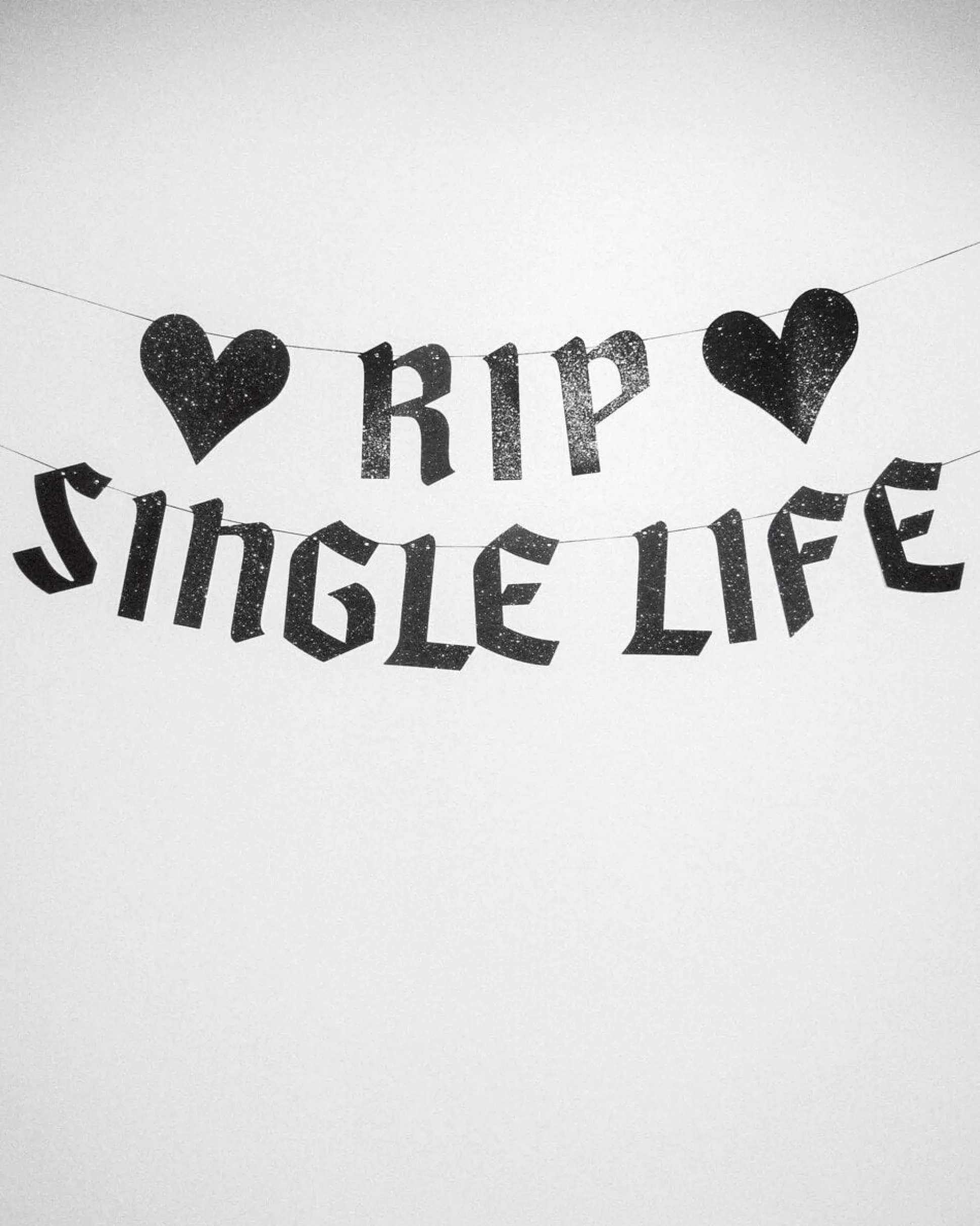 Rip Single Life Banner - Black Glitter Banner