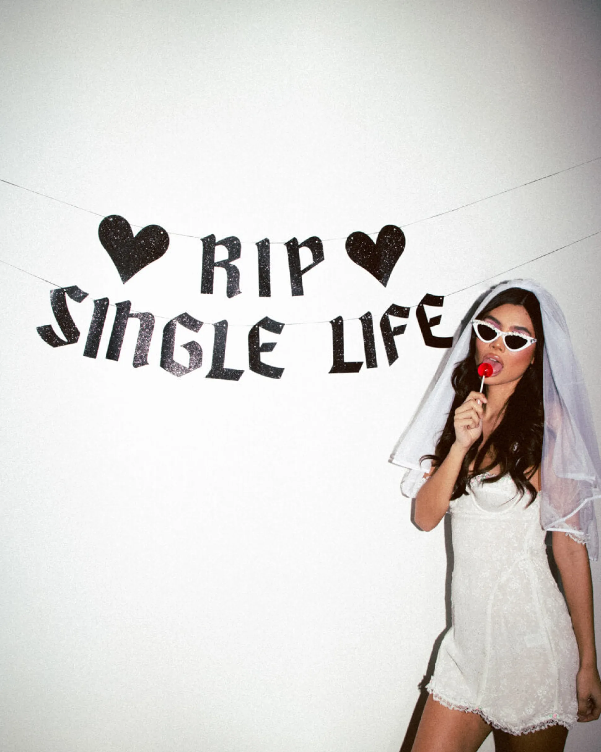 Rip Single Life Banner - Black Glitter Banner