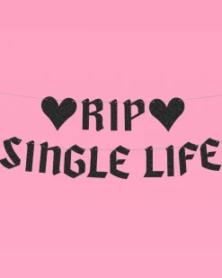 Rip Single Life Banner - Black Glitter Banner