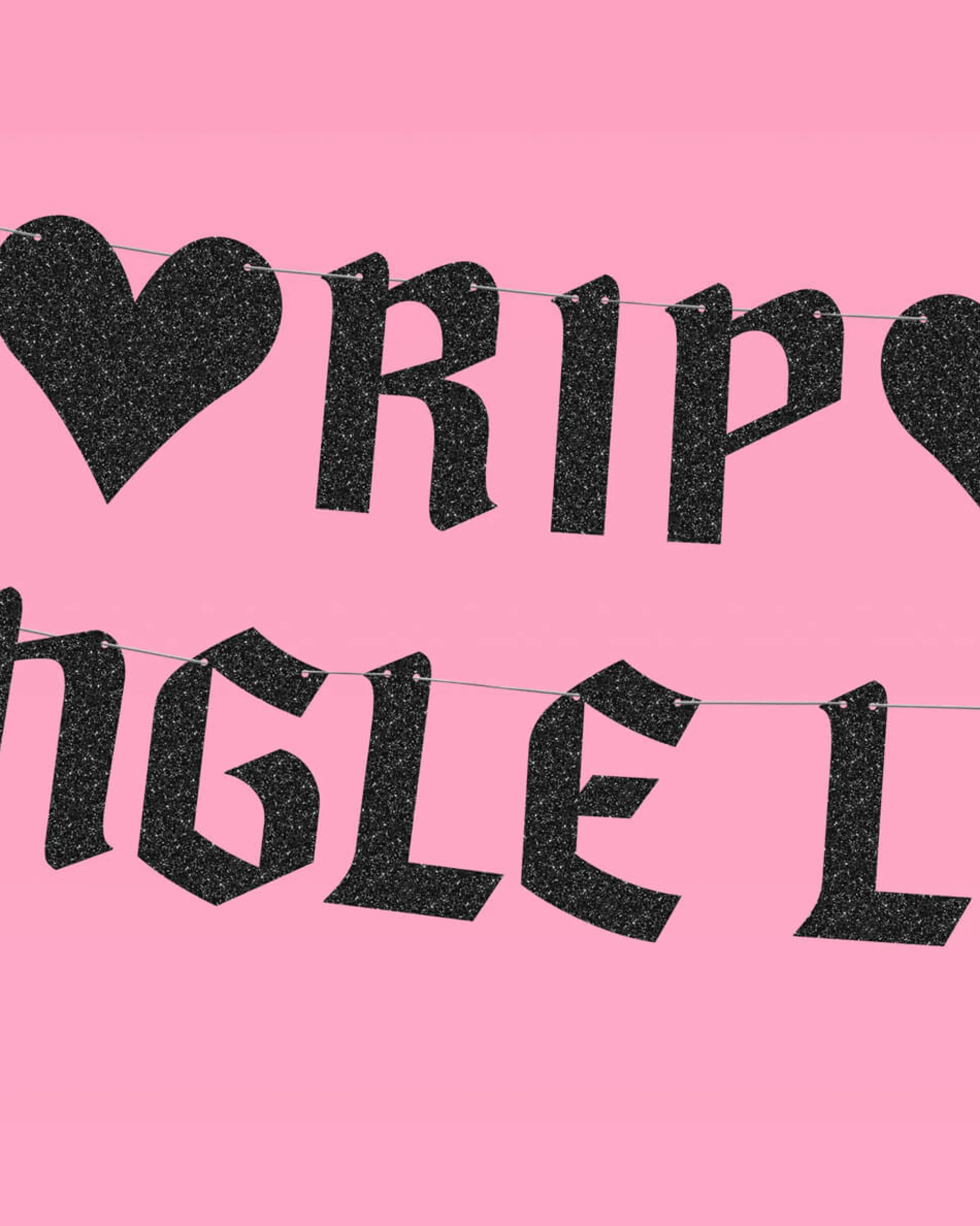 Rip Single Life Banner - Black Glitter Banner