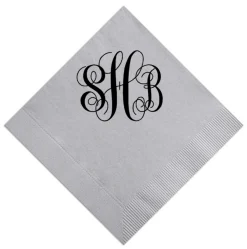 Romantic Monogram Napkin, Black Foil