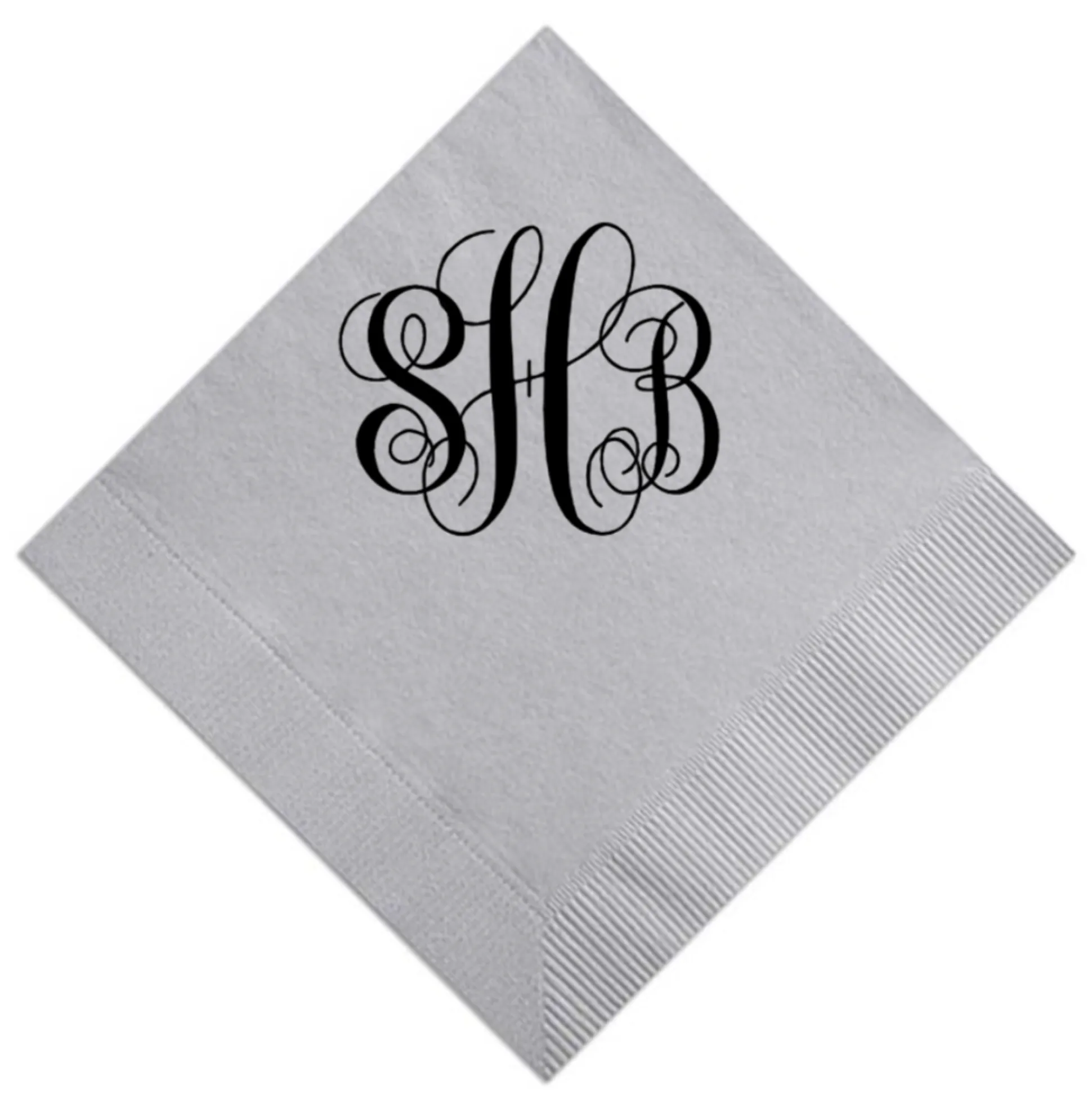 Romantic Monogram Napkin, Black Foil