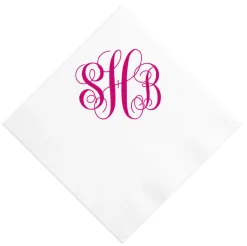 Romantic Monogram Napkin, Fuchsia Foil