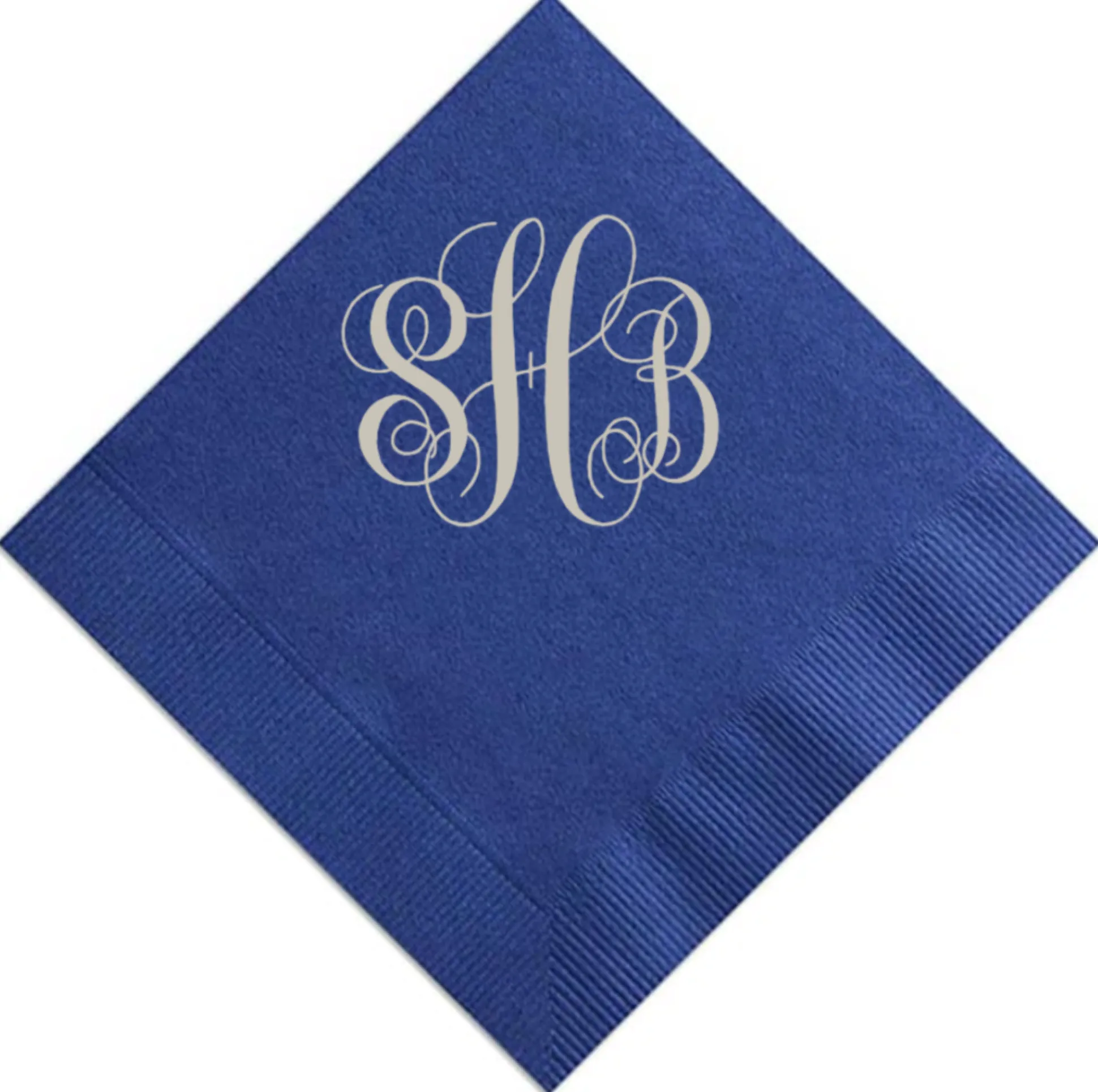 Romantic Monogram Napkin, Silver Foil