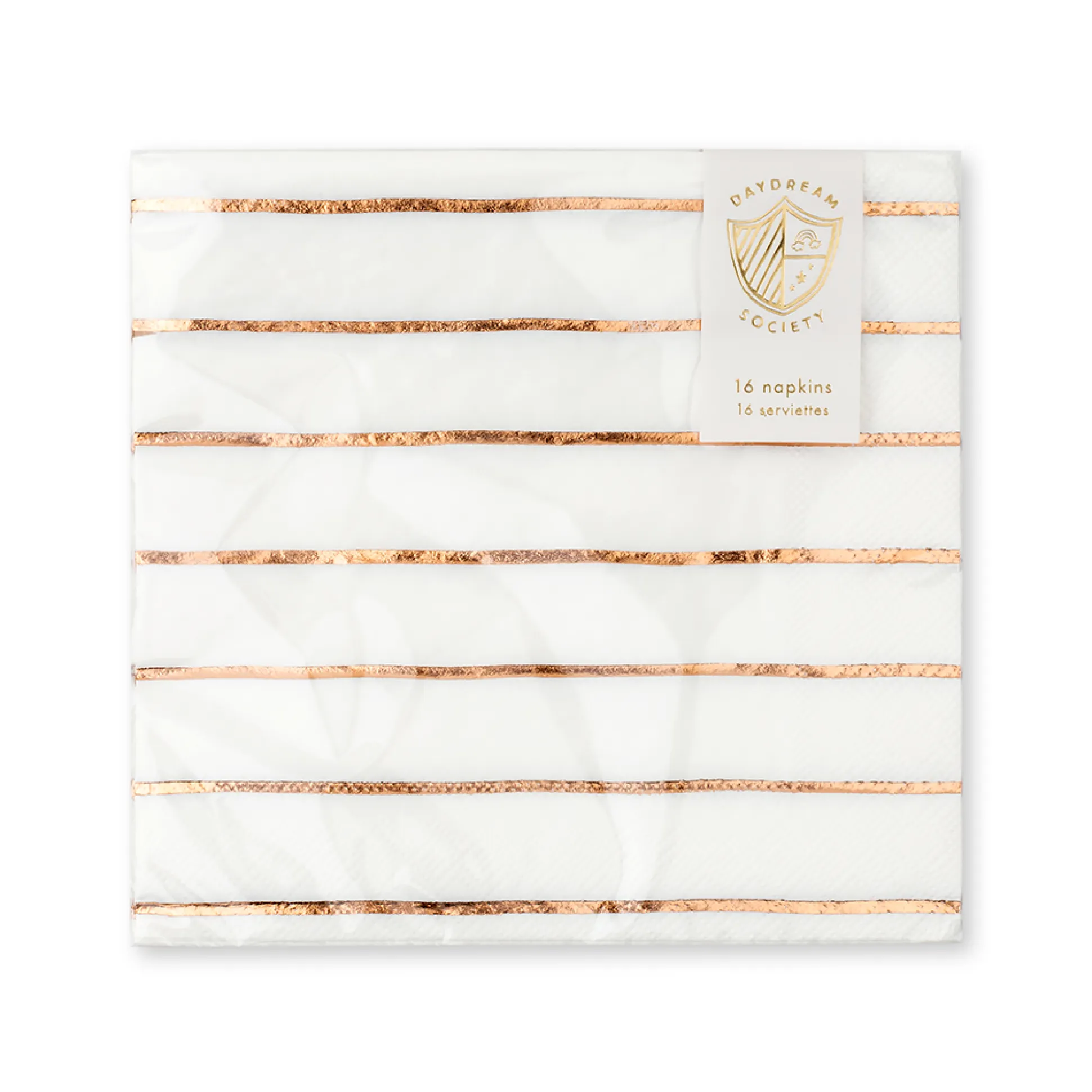 Rose Gold Frenchie Striped Large Napkins, Pack of 16