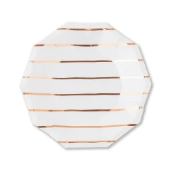 Rose Gold Frenchie Striped Small Plates, Pack of 8