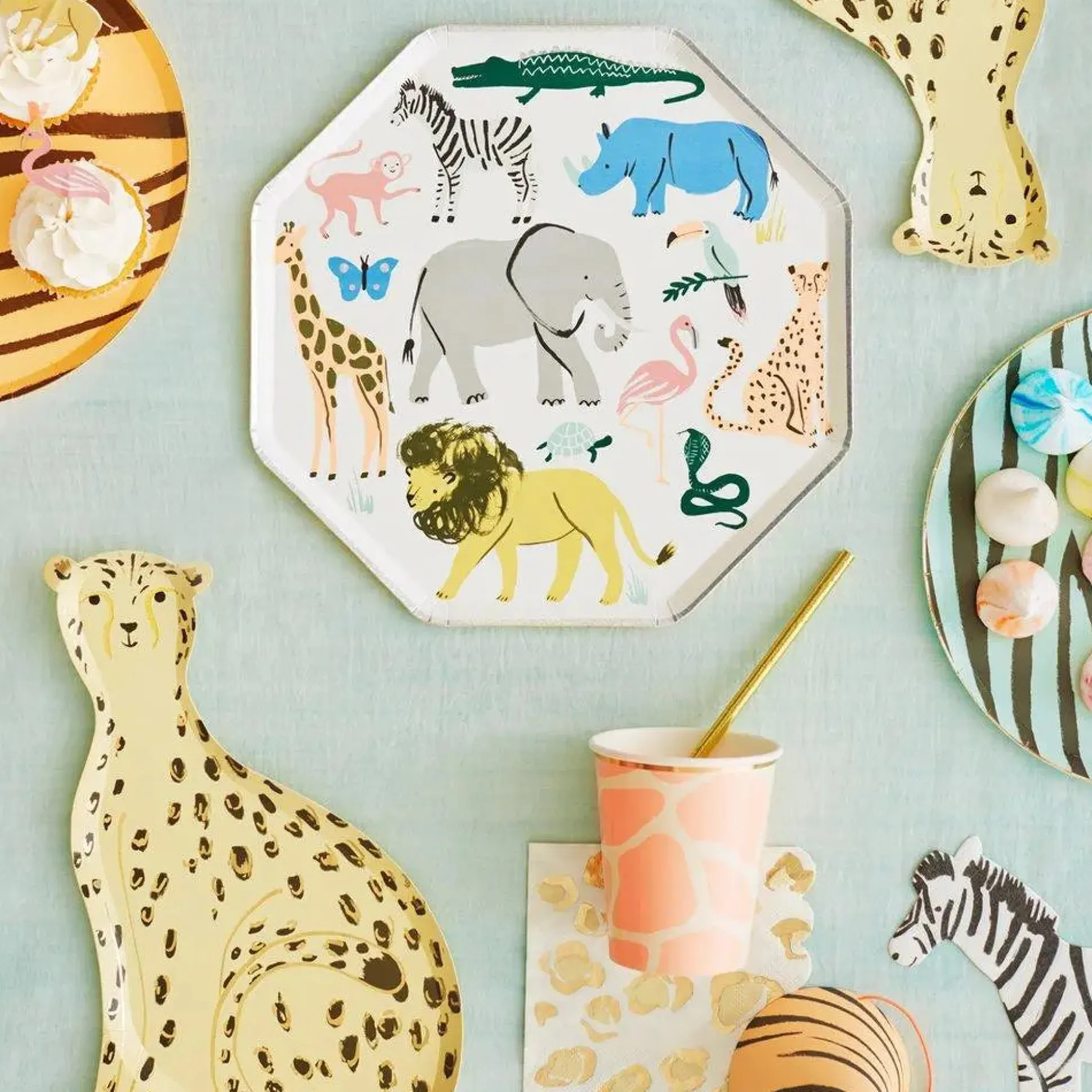 Safari Animals Dinner Plates, Pack of 8