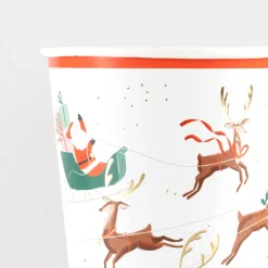 Santa, Sleigh & Reindeer Cups, Pack of 8