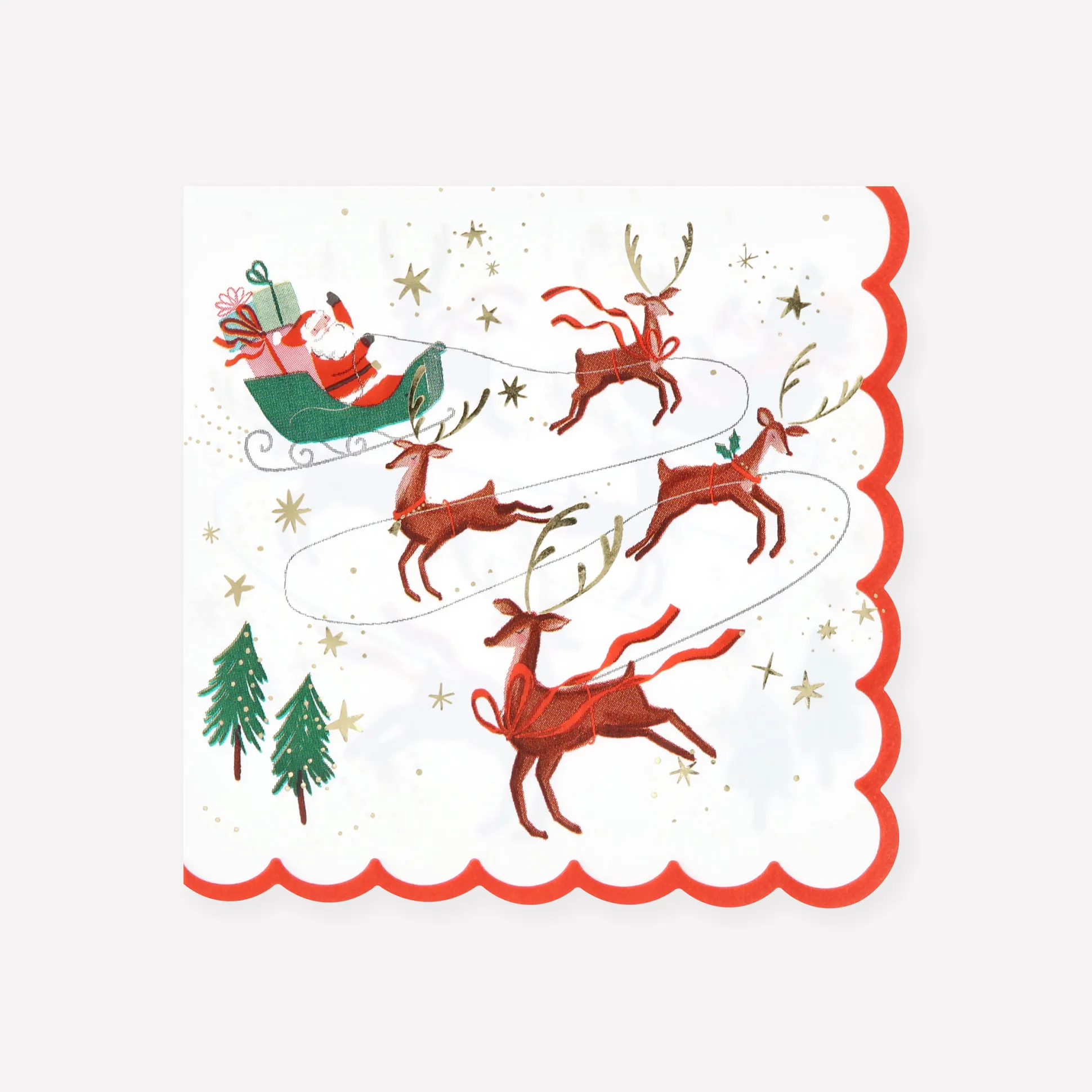 Santa, Sleigh & Reindeer Large Napkins, Pack of 16
