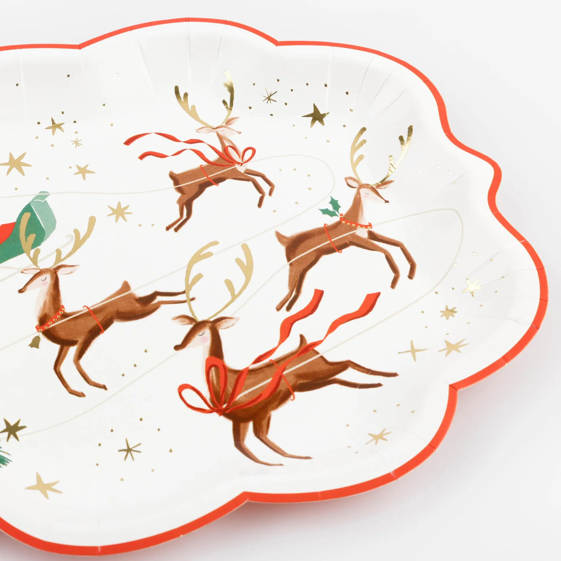 Santa, Sleigh & Reindeer Plates, Pack of 8