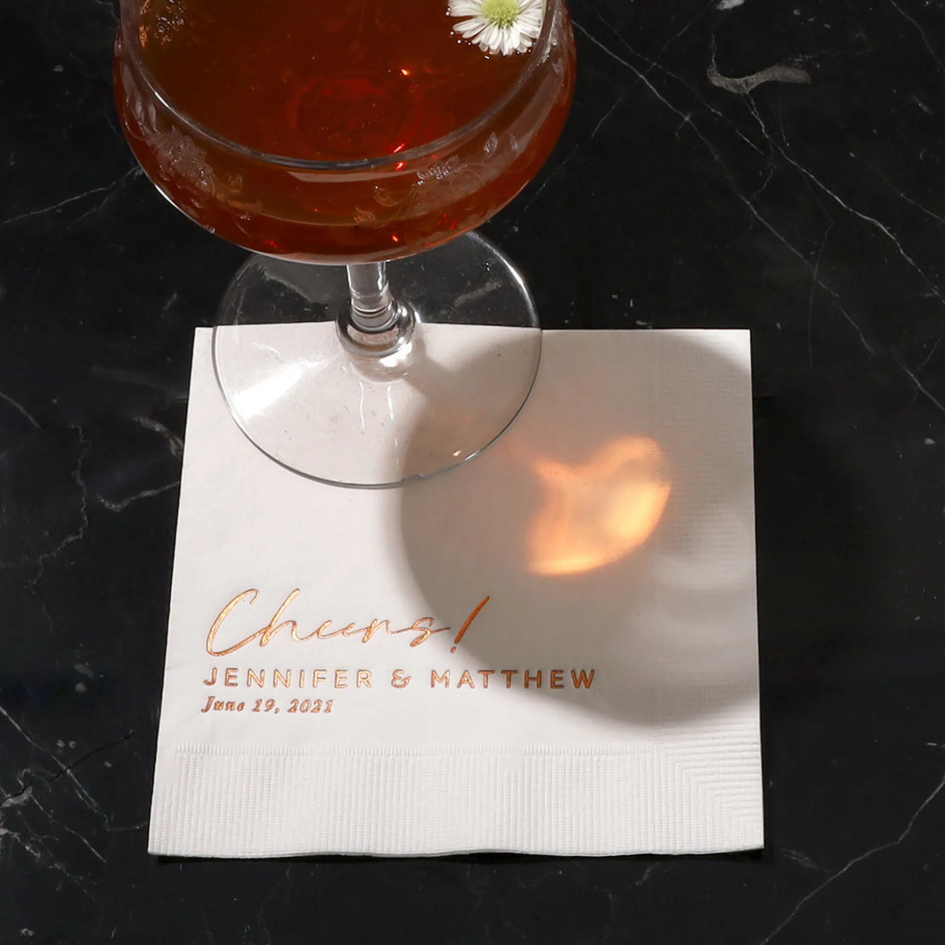Script Cheers Custom Cocktail Napkin, Gold Foil
