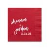 Script Names And Date Napkin, White Foil