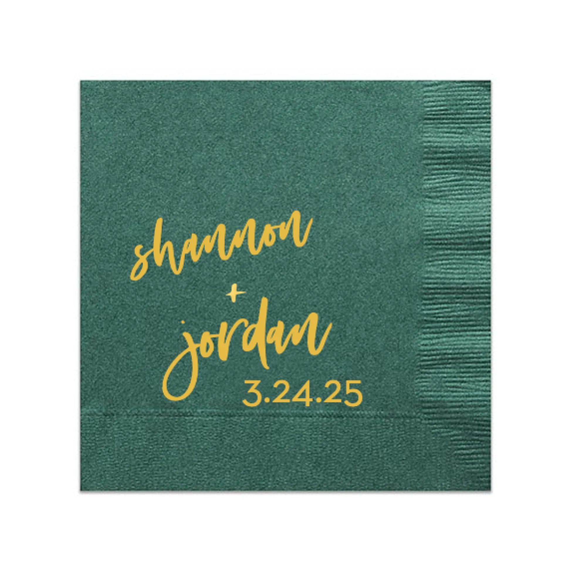 Script Names And Date Personalized Napkin, Gold Foil