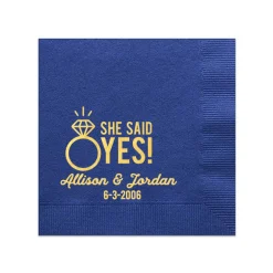 She Said Yes! Custom Napkin, Gold Foil