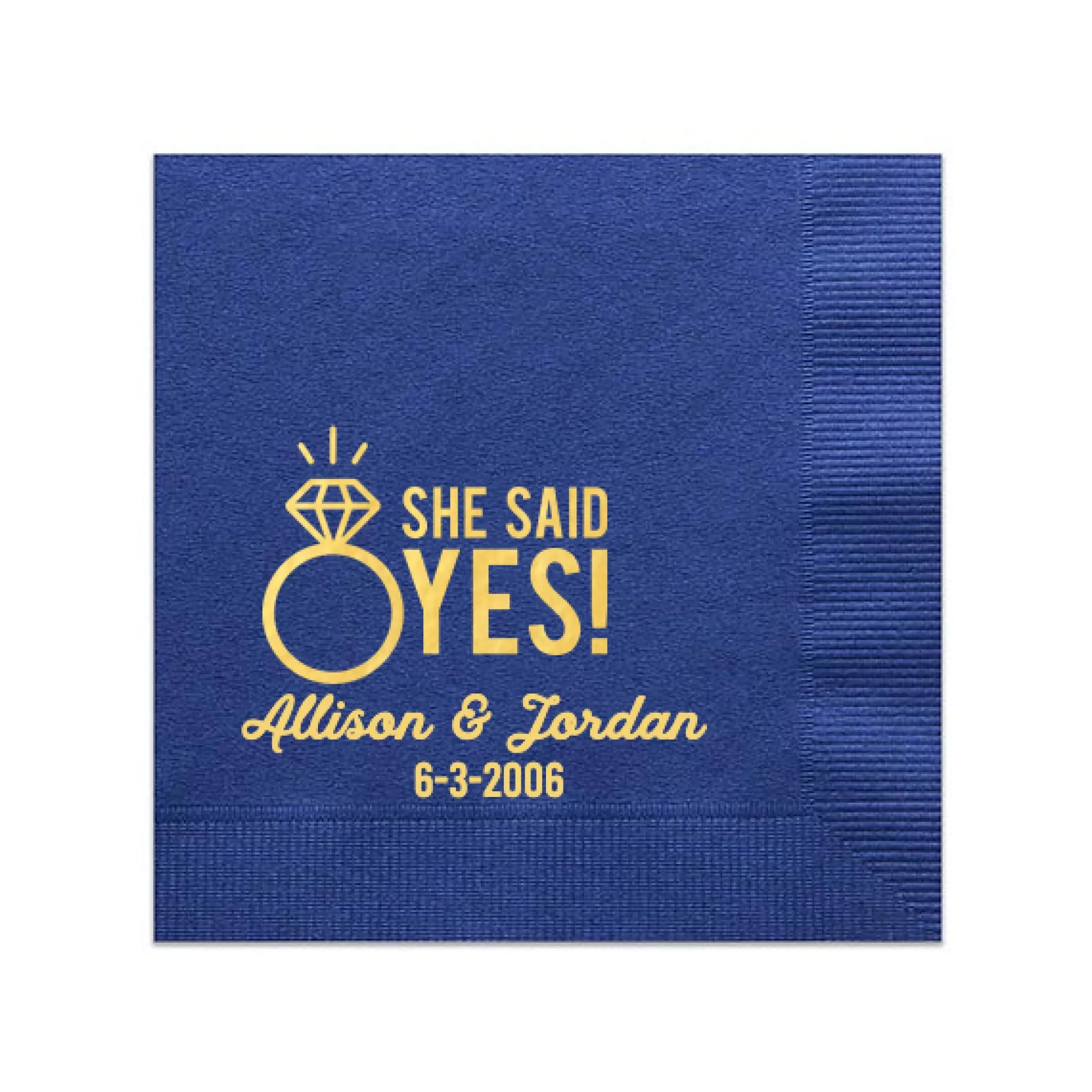She Said Yes! Custom Napkin, Gold Foil