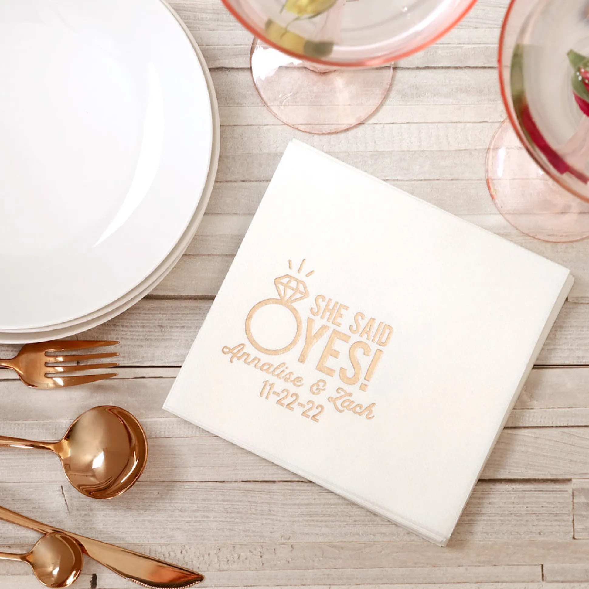 She Said Yes! Custom Napkin, Gold Foil