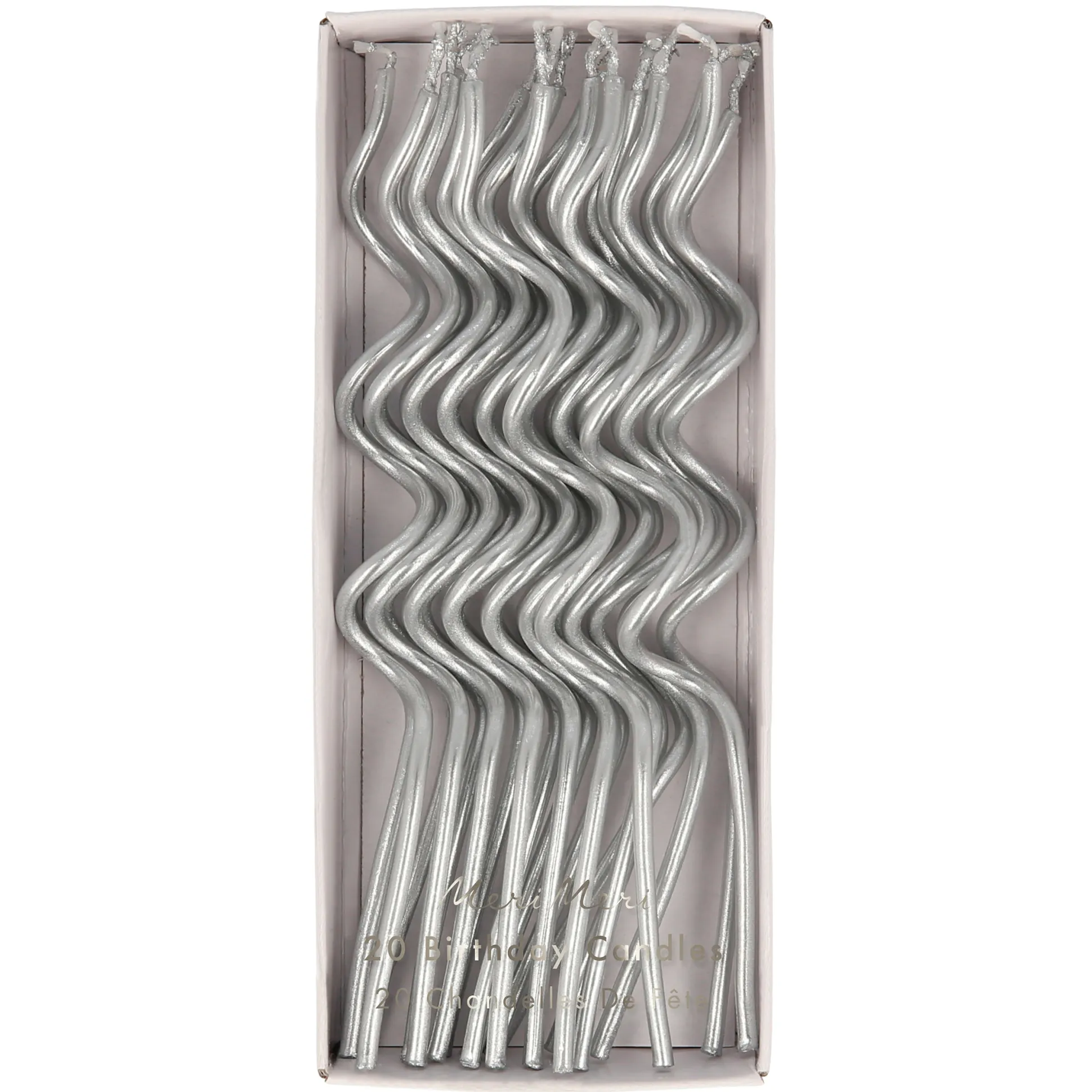 Silver Swirly Candles, Pack of 20