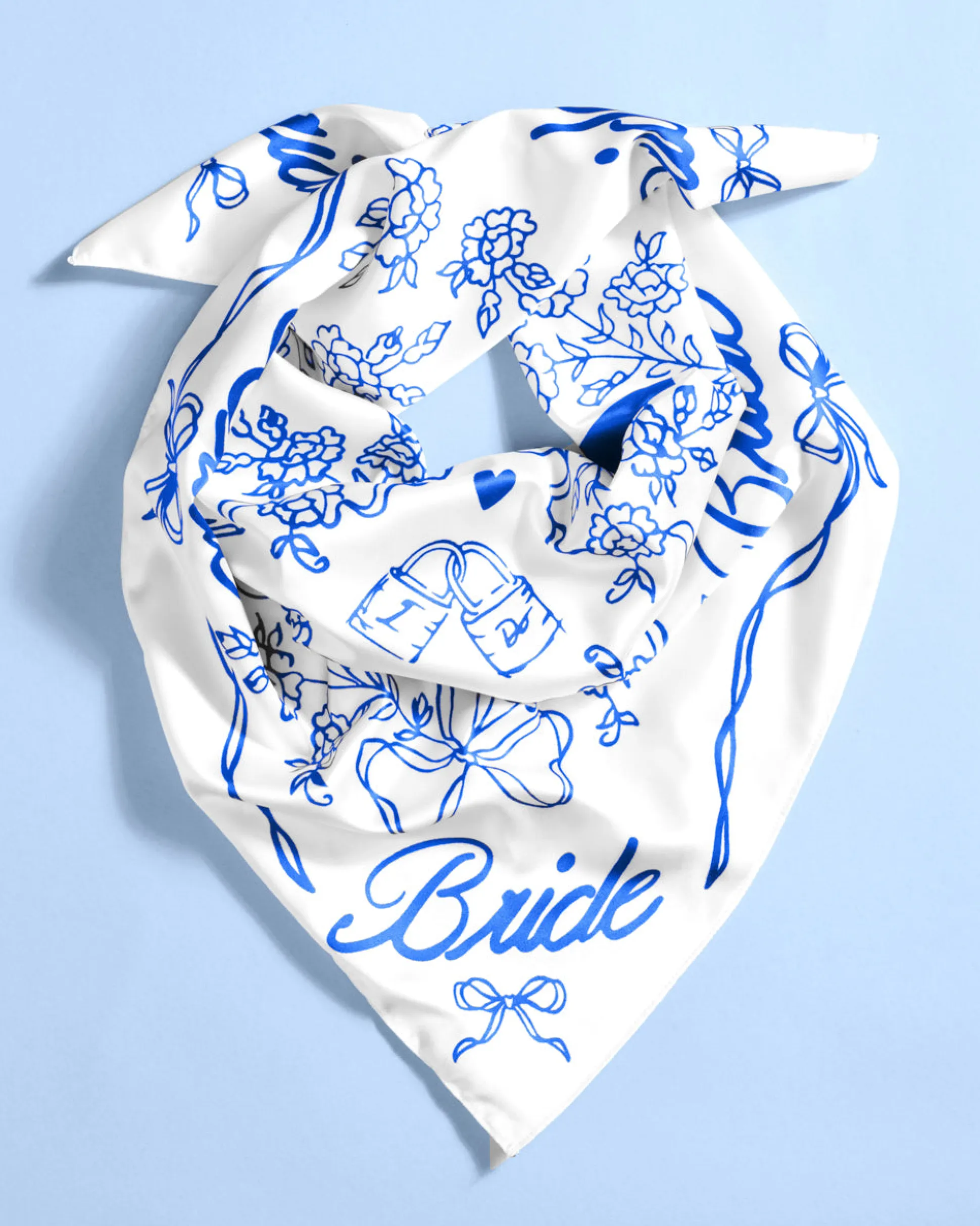 Something Blue Headscarf - White Silk Bride Head Scarf