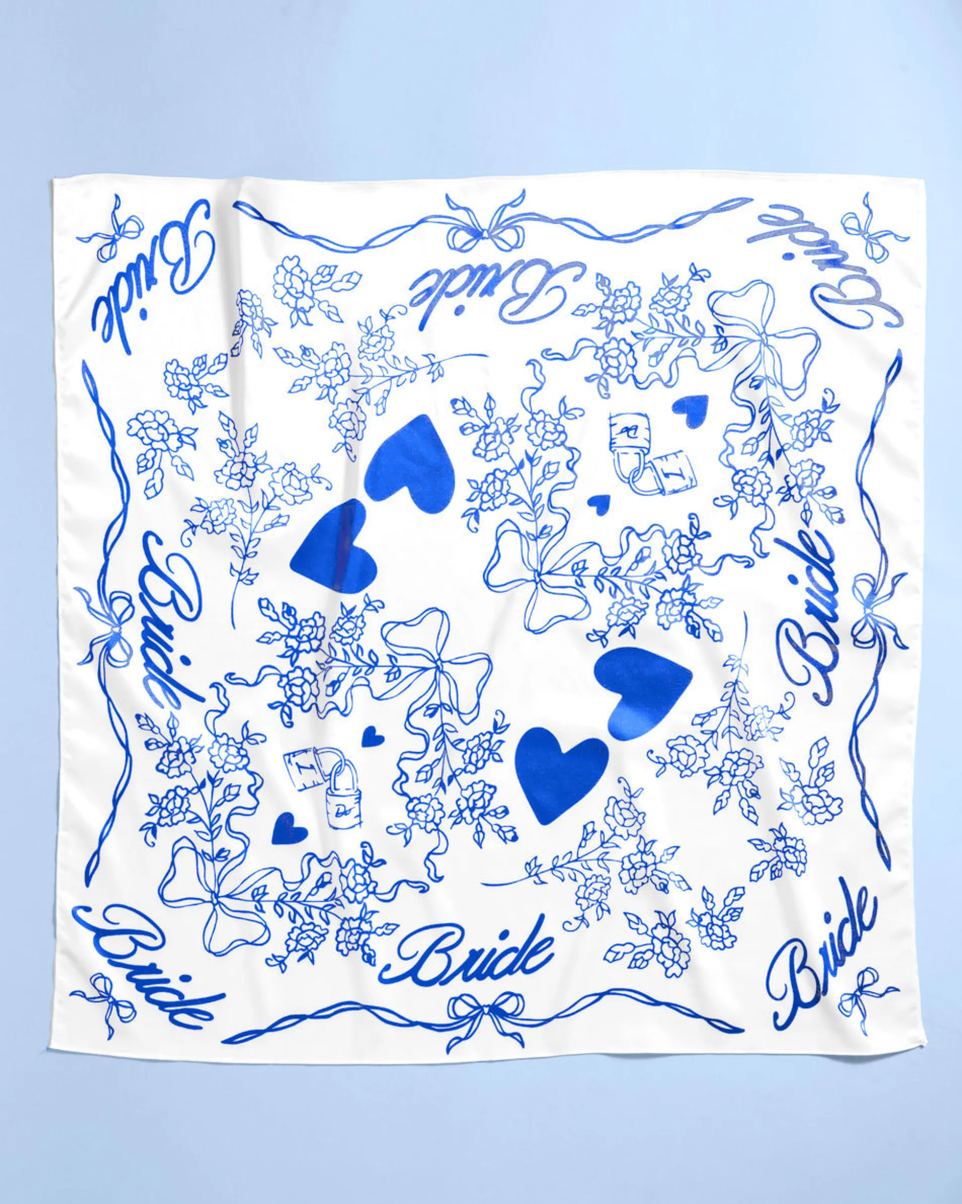 Something Blue Headscarf - White Silk Bride Head Scarf