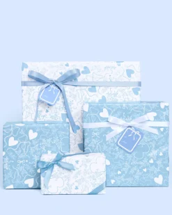 Something Blue Wrapping Paper Set - 12 sheets + 16 tags