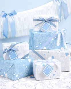 Something Blue Wrapping Paper Set - 12 sheets + 16 tags