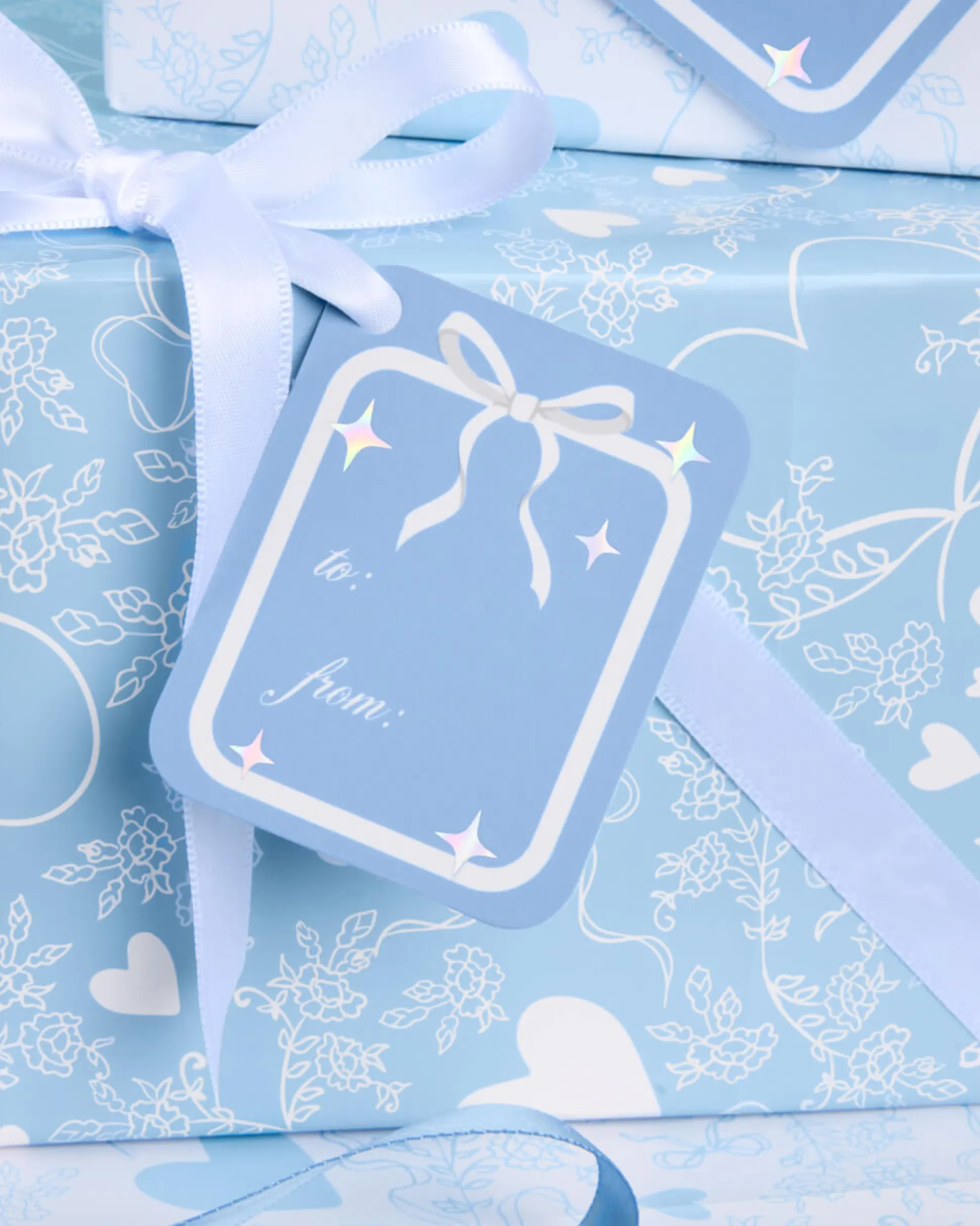 Something Blue Wrapping Paper Set - 12 sheets + 16 tags