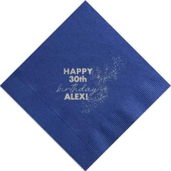 Sparkle Birthday Custom Napkin, Silver Foil