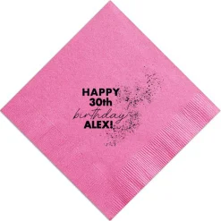 Sparkle Birthday Custom Napkin, Black Foil