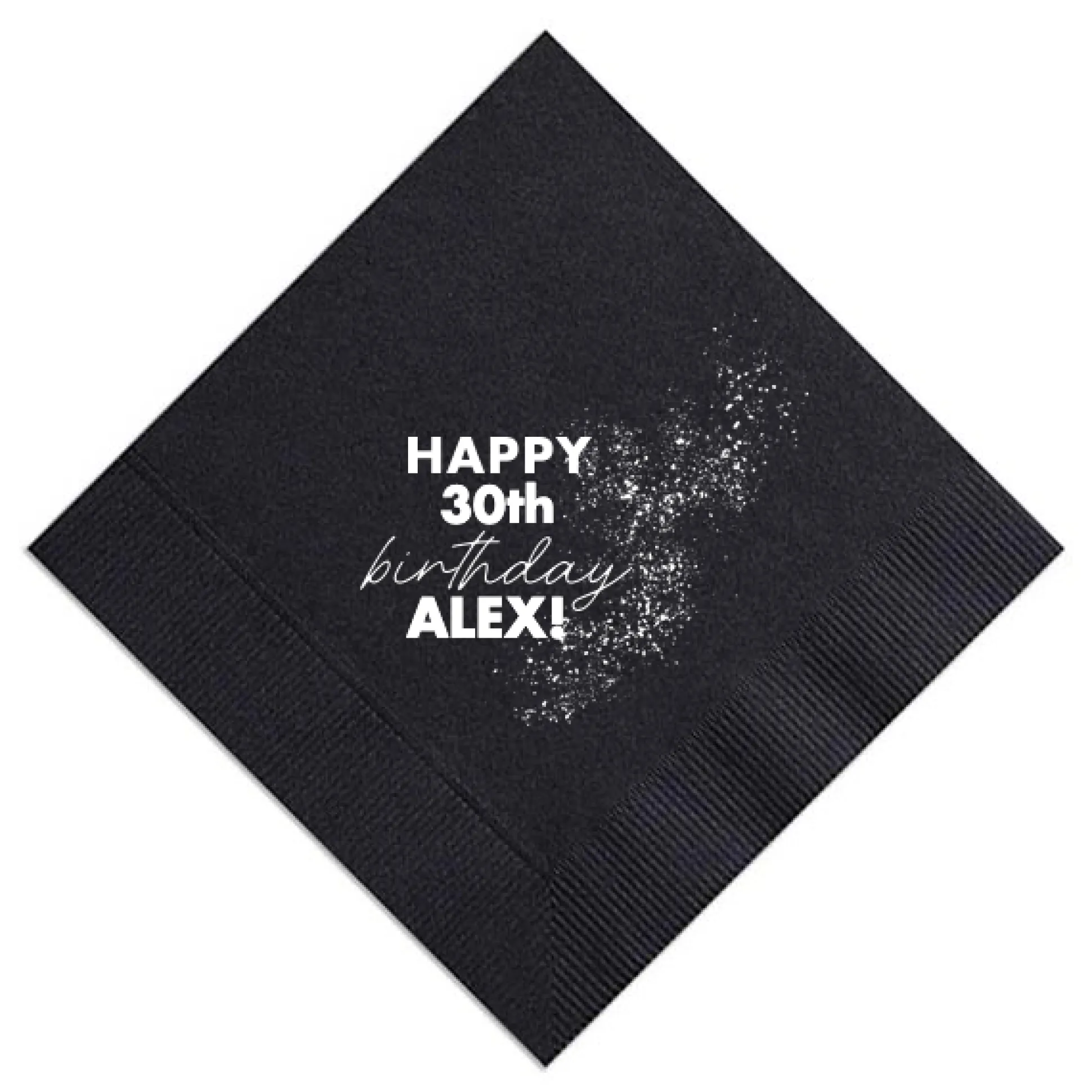 Sparkle Birthday Custom Napkin, White Foil