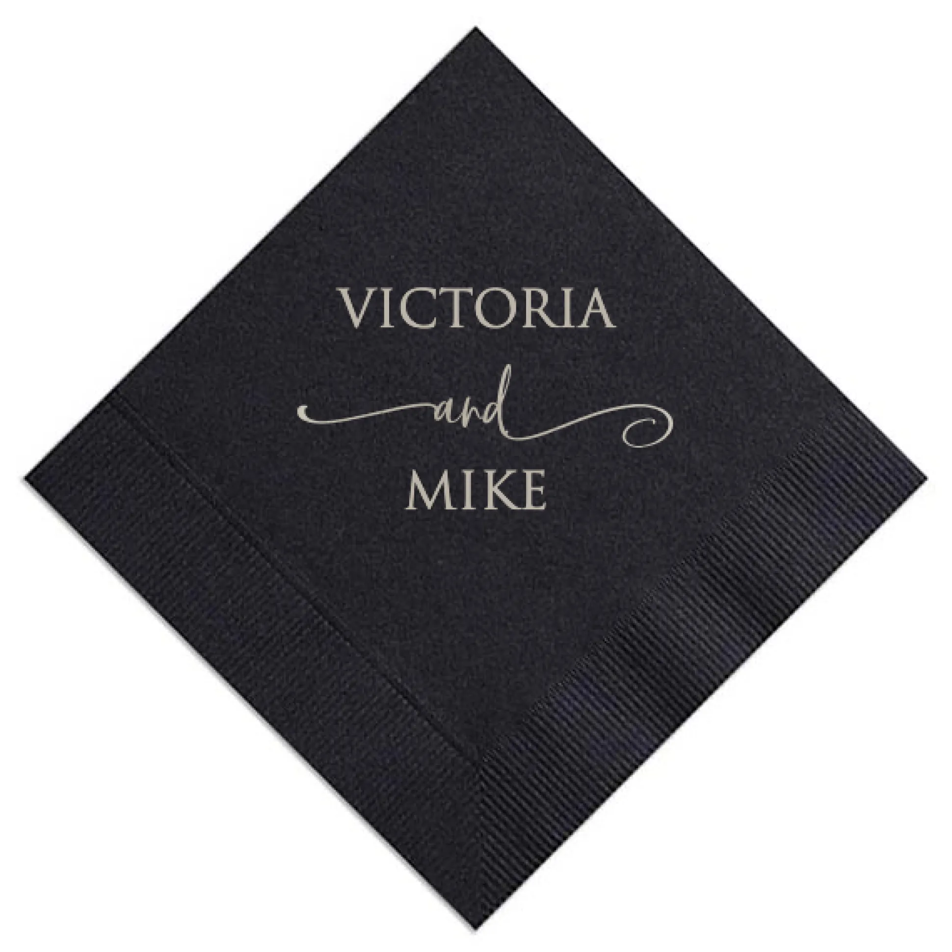 Stacked and Swirled Custom Napkin, Silver Foil