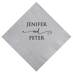 Stacked and Swirled Custom Napkin, Black Foil