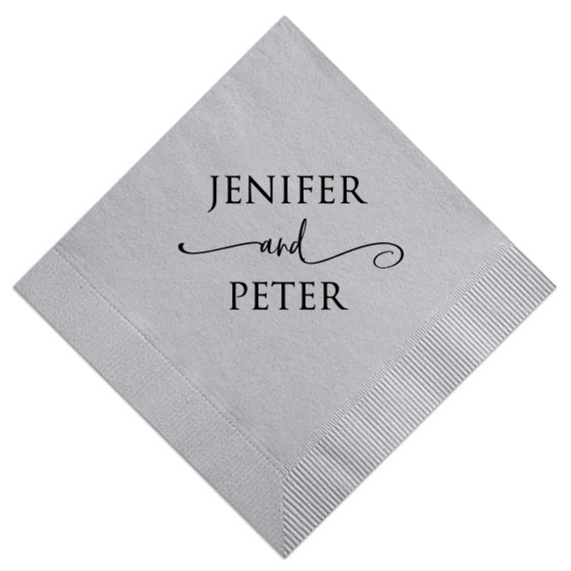 Stacked and Swirled Custom Napkin, Black Foil
