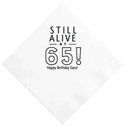 Still Alive Birthday Napkin, Black Foil