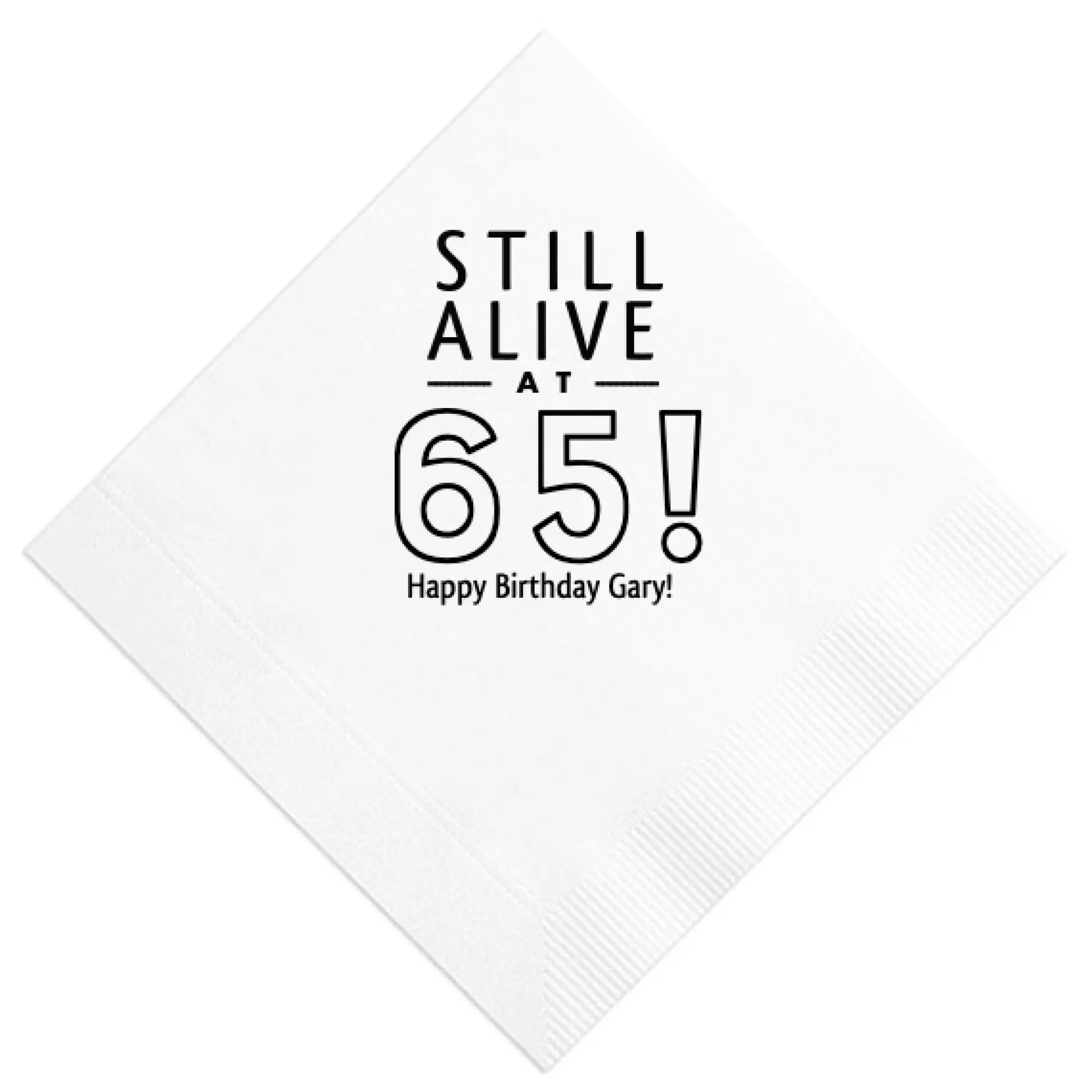 Still Alive Birthday Napkin, Black Foil
