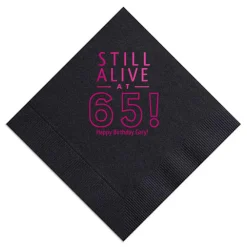 Still Alive Birthday Napkin, Fuchsia Foil