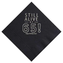 Still Alive Birthday Napkin, Silver Foil