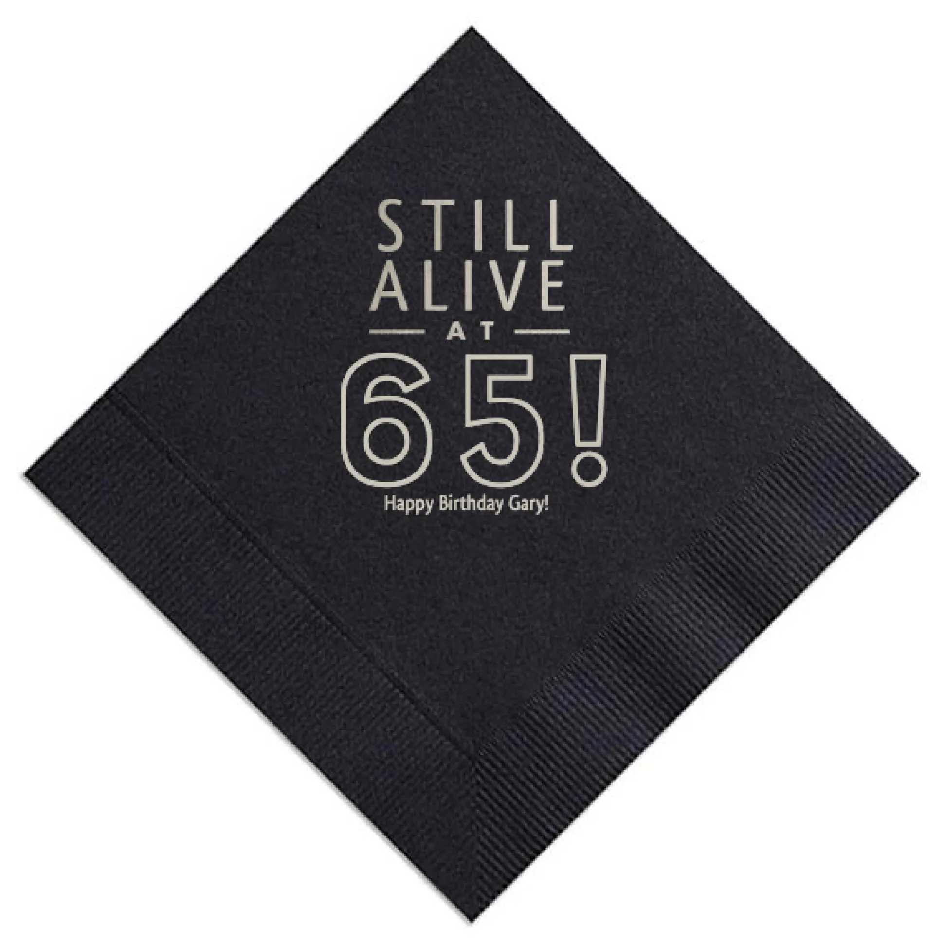 Still Alive Birthday Napkin, Silver Foil