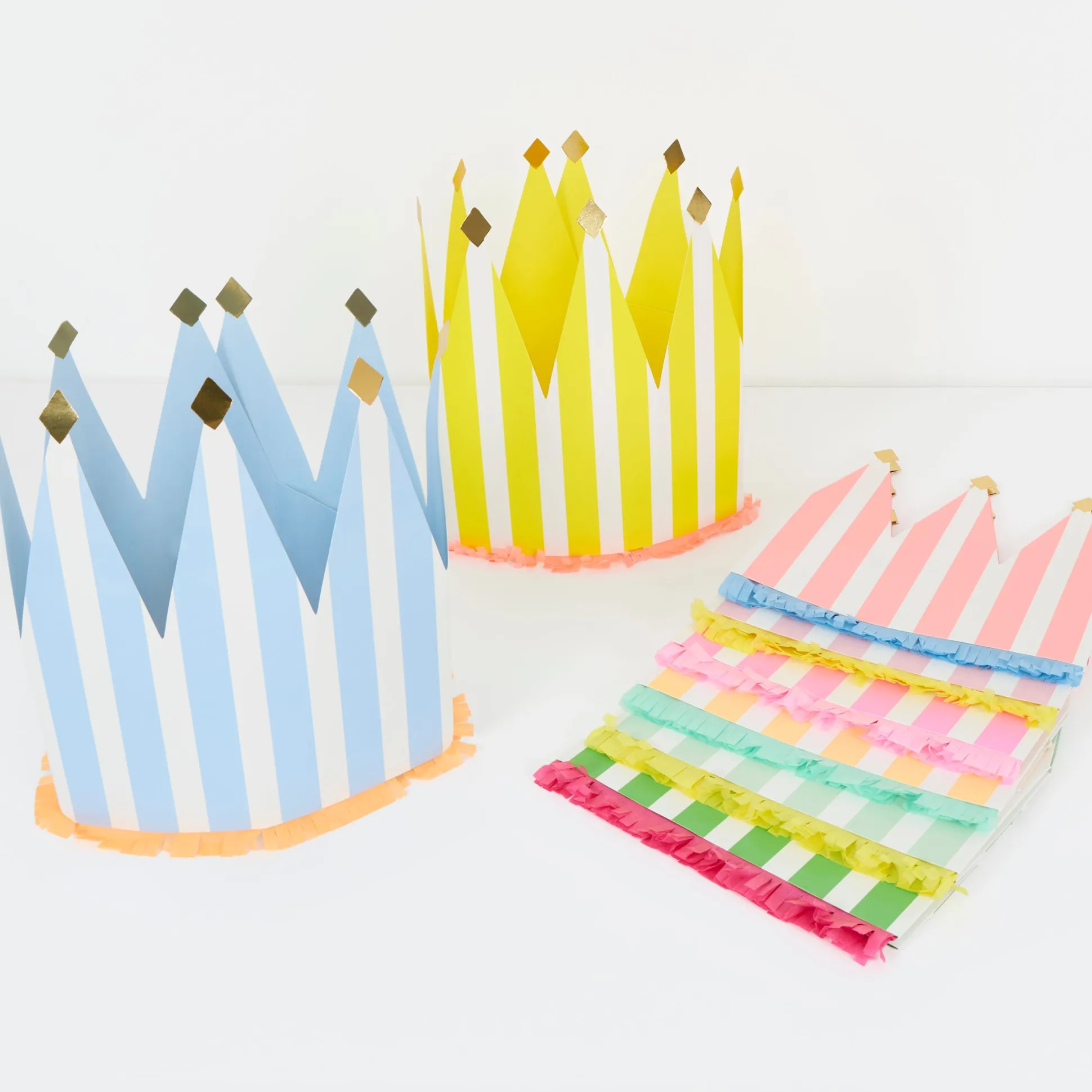 Striped Party Crowns (x 8)