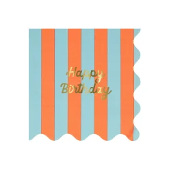 Stripe Happy Birthday Large Napkins, Pack of 16