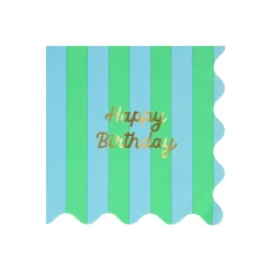 Stripe Happy Birthday Large Napkins, Pack of 16