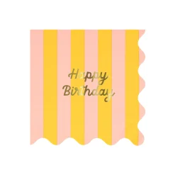 Stripe Happy Birthday Large Napkins, Pack of 16