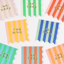 Stripe Happy Birthday Large Napkins, Pack of 16
